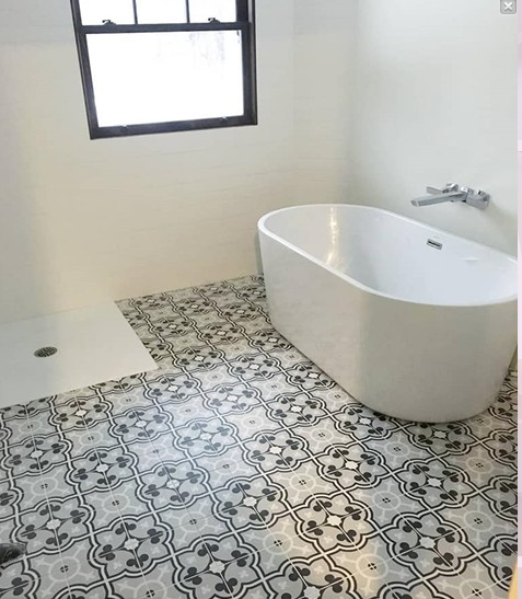 Bathroom with vintage mosaic tile floor