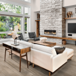 Living room with nice wood flooring